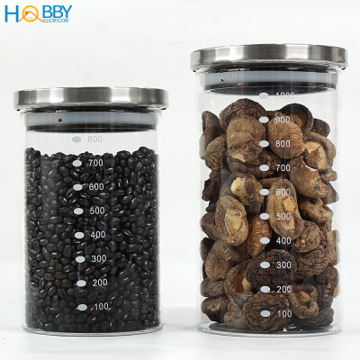Hủ thủy tinh để hạt nắp Inox 304 kín ron HOBBY Home Decor TTI 3 size