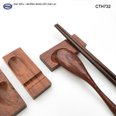 Gác Đũa Thìa Gỗ Trắc /Cẩm 2 Trong 1 Tiện Dụng - Decor Bàn Ăn - CTH732