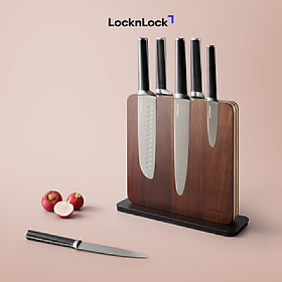 Bộ dao 7 món kèm giá đỡ LocknLock CKK804 - 6 dao - giá đỡ gỗ