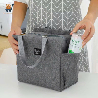 Túi Giữ Nhiệt Đựng Hộp Cơm Trưa Văn Phòng, Túi Đựng Hộp Cơm Thực Phẩm Đa Năng Có Ngăn Chứa Chai Nước 2 Bên - HÀNG CHÍNH HÃNG MINIIN
