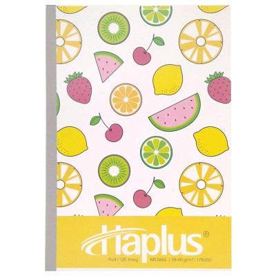 Combo 5 Tập Fruit Kẻ Ngang 120 Trang ĐL 58-60g/m2 - Haplus 5662 (Mẫu Màu Giao Ngẫu Nhiên)
