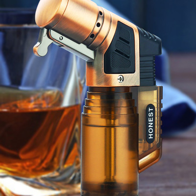 Vỏ Hột Quẹt Bật Lửa Gas Honest BCZ-779 Khò 3 Tia Cực Mạnh, Nhìn Thấy Lượng Gas Bên Trong - Nhiều Màu