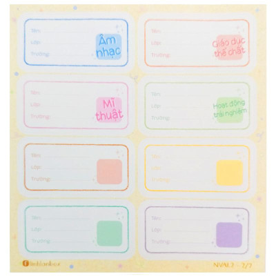 Bộ 16 Nhãn Vở A Lớp 1-2 - Linh Lan