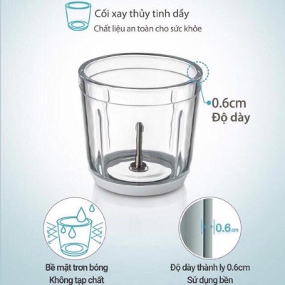 Máy Xay Đồ Ăn Dặm Cho Bé 6 Lưỡi Cối Thuỷ Tinh Bản Cao Cấp - Hàng Chính Hãng