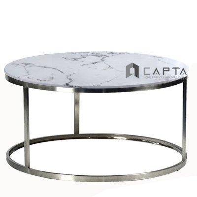 Bàn sofa tròn mặt đá 60 chân inox TS0925-06E Nội thất Capta