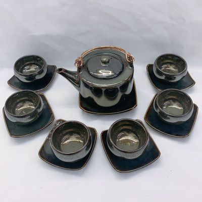 Bộ ấm chén pha trà gốm sứ men hỏa tiến - ANTH690