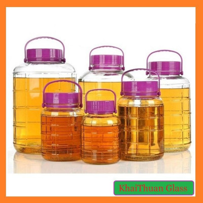 Bình Ngâm Rượu Thủy Tinh Nắp Tím Có Quai Xách Giá Rẻ Mã 2L và 3L
