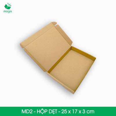 MD2 - 25x17x3 cm - 100 Thùng hộp carton trơn đóng hàng