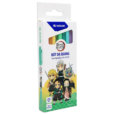 Hộp 5 Bút Dạ Quang Màu Pastel - Phiên Bản Demon Slayer - Thiên Long HL-019/DS