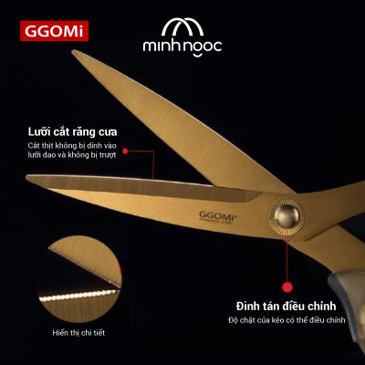 Kéo GGomi GG140 / GG141 nhà bếp cao cấp,đa năng,lưỡi thép phủ chống dính Titan, tay cầm nhựa Acrylic