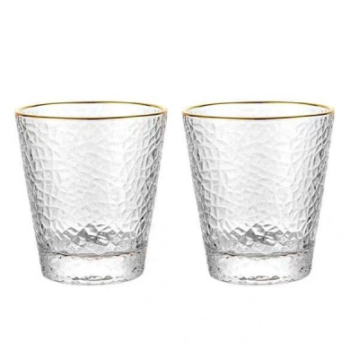 BỘ 6 CỐC THỦY TINH CRYSTAN  VÂN NHÁM VIỀN VÀNG CAO CẤP - ANTH447
