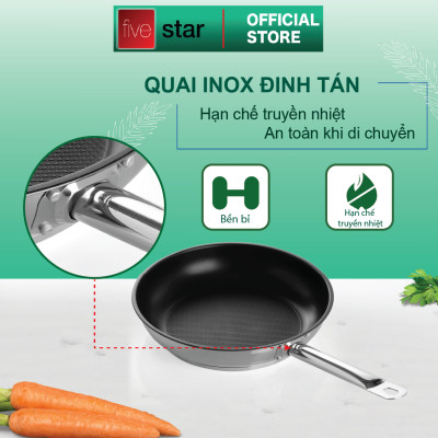 Chảo chống dính và nắp kính Fivestar 32cm tặng 5 muỗng