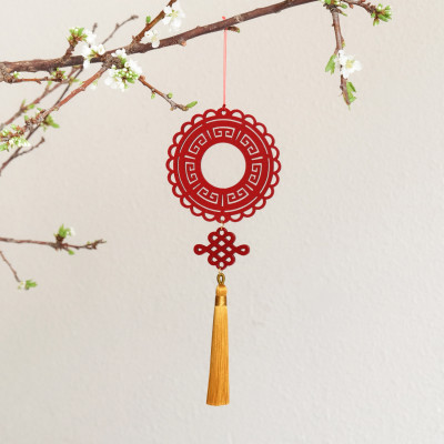 Combo 6D - Bộ 6 dây treo trang trí Tết Khai Lộc Hoàng Kim màu đỏ, trang trí mai, đào