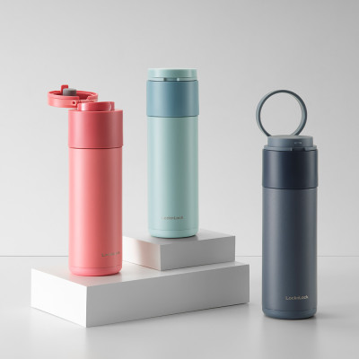 Bình giữ nhiệt LocknLock Hidden Moon LHC3275 490ml, Hàng chính hãng, nắp mở 1 chạm tiện lợi - JoyMall
