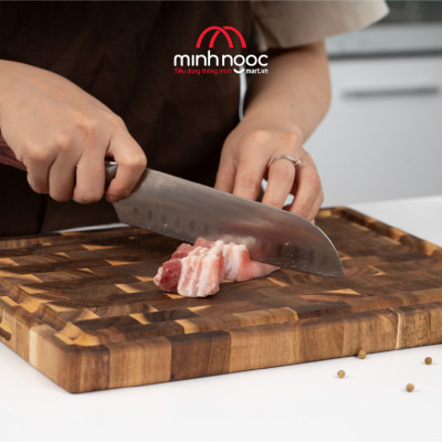 [ Hàng chính hãng ]Thớt gỗ keo (Acacia) Chef Studio chữ nhật size 25 x 35 x 2.5cm, Dùng bằm, thái, trưng bày thực phẩm