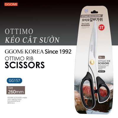 [HÀNG CHÍNH HÃNG]Kéo cắt sườn dài 26cm, lưỡi kéo dài 11.5cm bằng thép không gỉ an toàn sức khỏe của GGOMi Hàn Quốc GG157