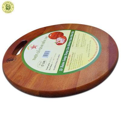 Thớt Gỗ Xà Cừ Quai Liền Đường Kính 33 cm - Đồ Gỗ Nhà Bếp Thương Hiệu Trường Sơn