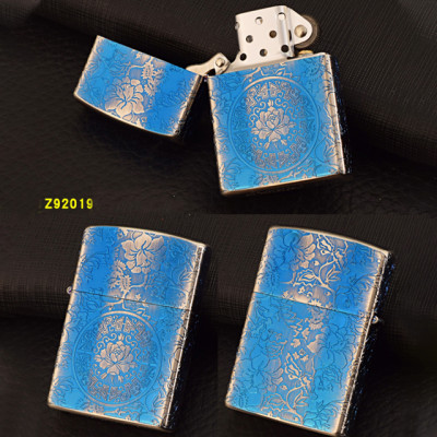 Vỏ Hột Quẹt Bật Lửa Xăng Đá Zorro Z92019 Họa Tiết Hoa Sen - Dùng Xăng Bấc Đá Cao Cấp