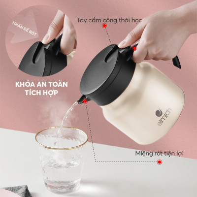 Bình giữ nhiệt 900ml Elmich EL8299, Hàng chính hãng, inox 304, có lõi lọc pha trà, cà phê - JoyMall