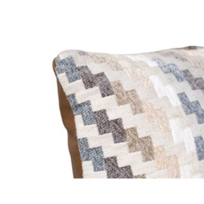 Gối sofa tựa lưng hình vuông cao cấp, kết hợp da bò thật và vải DVQ6007Z | REEKO