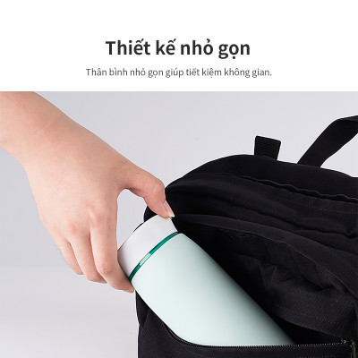 Bình giữ nhiệt LocknLock Feather Light Ring màu ngà LHC4244IVY 460ml - Hàng chính hãng, có khay lưới lọc trà - JoyMall