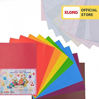Giấy thủ công kẻ caro 7 màu Couche A4 10 tờ/tập; MS: 705