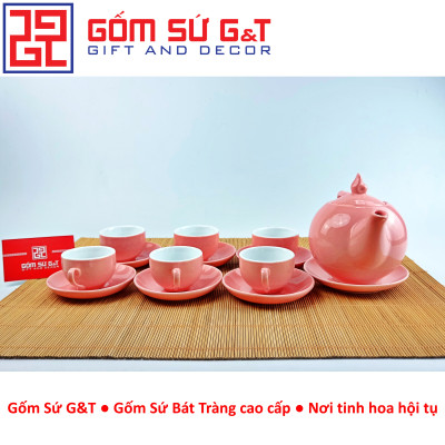 Bộ trà chóp lửa màu hồng Gốm Sứ G&T