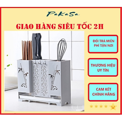 Kệ Cắm Dao ,Kéo, Đũa Muỗng Có Khay Hứng Nước Có Thể Dán Tường Hoặc Để Bàn - Hàng Chính Hãng