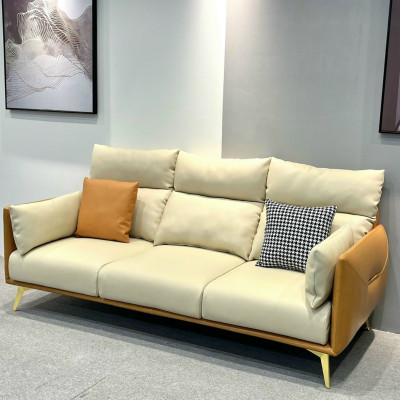 Ghế sofa băng 4 chỗ ngồi Tundo 200 x 85 cm x 85 cm màu cam đất + trắng kem