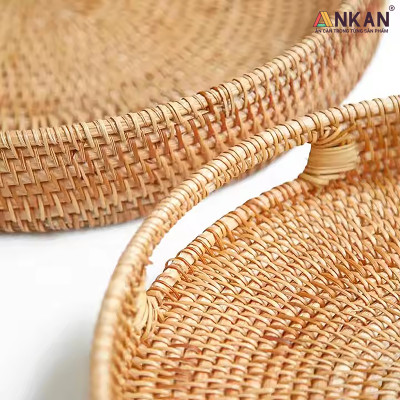 Khay Mây Tròn Đựng Trái Cây, Đồ Ăn, Decor Nhà Bếp – Khay Mây Tre Đan Thủ Công Cao Cấp ANKAN