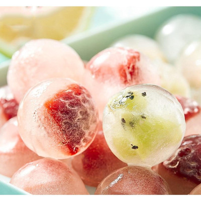 Khay Làm Đá Viên Tròn, Khay Đá Tròn Có Nắp Đậy Thông Minh, Khuôn Rau Câu Làm Thạch 33 Ô