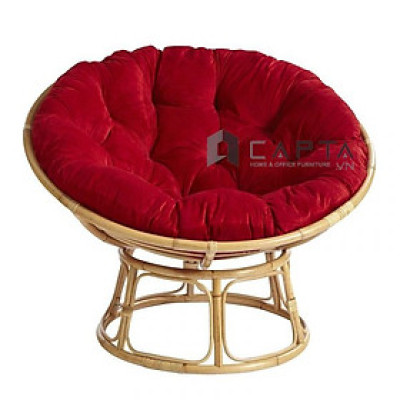 Ghế thư giãn Papasan nệm màu đỏ Capta.vn Ghế đọc sách đan mây nệm vải màu đỏ D100 