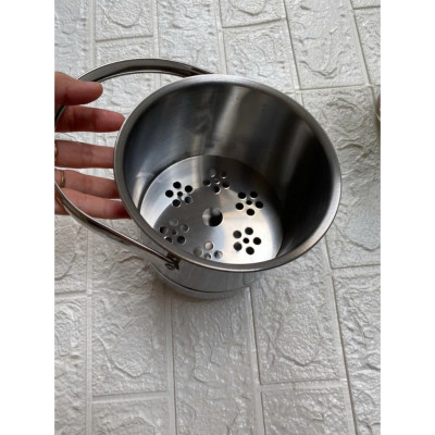 Xô đá Inox 1.5L 13cmx15cm Inox304 Decor | XÔ ĐÁ INOX CÓ QUAI 