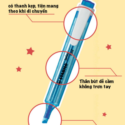 Hộp 10 bút dạ quang STABILO swing cool 275 - Tím phấn (155)