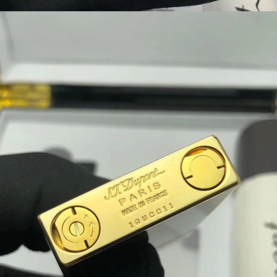 Vỏ hộp quẹt bật lửa ga đá sơn mài đen viền vàng D-199V