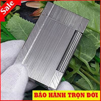 Vỏ Hột Quẹt Bật Lửa Upon D177B Họa Tiết Xước Mịn Viền Xước Chéo Màu Bạc - Dùng Gas Đá Cao Cấp