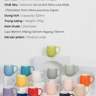 Ly sứ uống trà cà phê Origami Barrel Aroma Mug 320ml