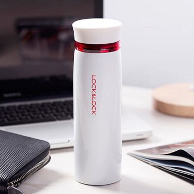Bình Giữ Nhiệt 450ml Lock&Lock Feather Light màu trắng đỏ LHC4131WR, Hàng chính hãng - JoyMall