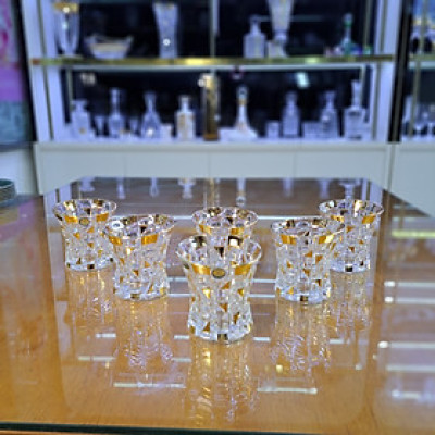 BỘ CỐC PHA LÊ TIỆP BOHEMIA MẠ VÀNG 1320, DÁNG KIM CƯƠNG, XUẤT XỨ CỘNG HÒA SÉC - HÀNG CHÍNH HÃNG