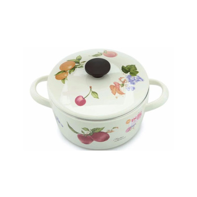 Nồi tráng men hoa văn trái cây 1.6 lít Fujihoro FRV-16W (16cm) - Hàng chính hãng