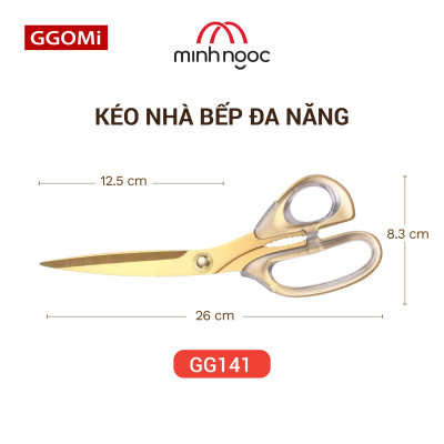 Kéo GGomi GG140 / GG141 nhà bếp cao cấp,đa năng,lưỡi thép phủ chống dính Titan, tay cầm nhựa Acrylic