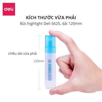 Bút highlight nhấn dòng dạ quang Deli - Cam/ Vàng/ Xanh Lá/ Hồng/ Xanh Dương - S625
