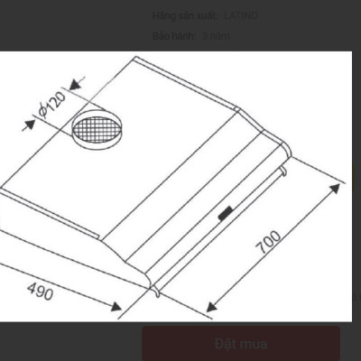 Máy hút mùi âm tủ Juno sofa Lantino LT 270IB 700 mm