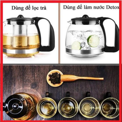 Bộ Bình Lọc Trà Kèm 4 Ly Thủy Tinh Thiết Kế Sang Trọng, Dễ Dàng Vệ Sinh