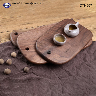 Thớt Chữ Nhật Đầu Tròn Gỗ Óc Chó Nhập Khẩu Mỹ liền khối - trang trí bàn ăn/ khay bánh mì/trái cây tráng miệng/bít tết/ Kê Thức Ăn Khi Thái/Pizza/Decor/chụp ảnh sản phẩm /Bánh/Beef Steak - CTH507