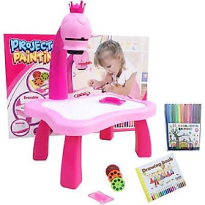 Bàn chiếu vẽ tranh - Bàn Học Vẽ Chiếu Hình Thông Minh Chiếu 24 Hình Kèm 12 Bút Cho Bé Học Tập