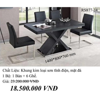 Bộ bàn ghế phòng ăn mặt đá nhập khẩu Juno Sofa PH-BBA RS877-14 cao cấp