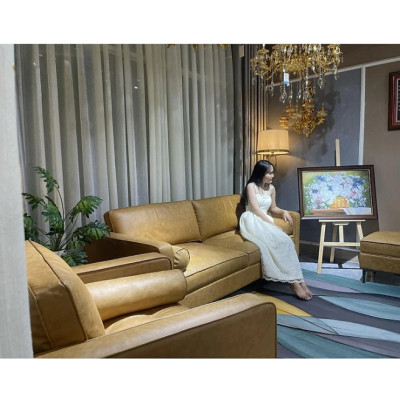 Combo ghế sofa băng da bò Italy Tundo màu vàng SFBCT07 2m hàng cao cấp chuẩn da bò nhập khẩu Ý