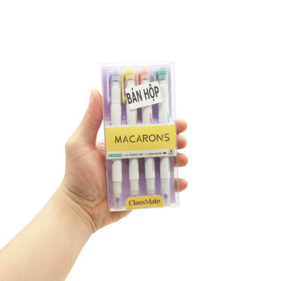 Vỉ 4 Bút Highlight Màu Nhũ 2 Ngòi Macarons - ClassMate CL-HL0007S (Mẫu Bao Bì Giao Ngẫu Nhiên)