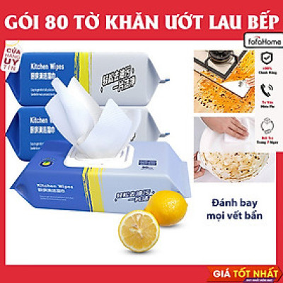 Giấy Ướt Lau Bếp Siêu Sạch Gói 80 Tờ To Chứa Vitamin E Không Độc Hại Không Kích Ứng Da Giúp Loại Bỏ Dầu Mỡ, Khăn Ướt Đa Năng Siêu Dai